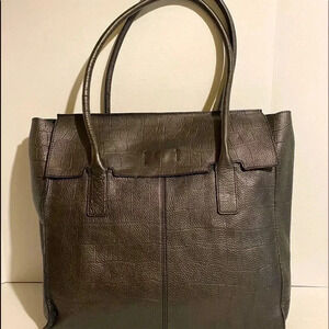 Banana republic metallic grey leather bag